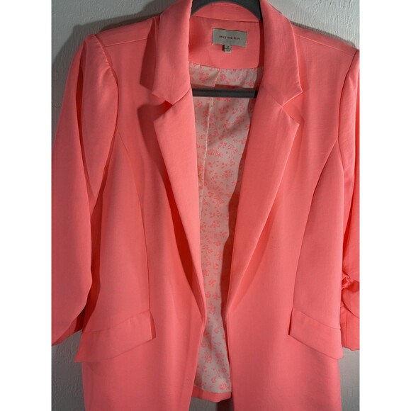 Skies Are Blue Vivid Peachy Orange Medium Lined Open Woman’s Coquette Blazer - Picture 10 of 12